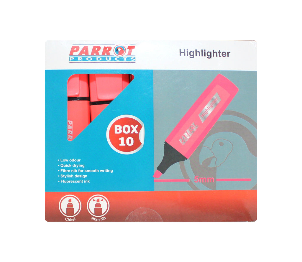 Parrot Highlighter Marker Box (10 Markers - Pink)