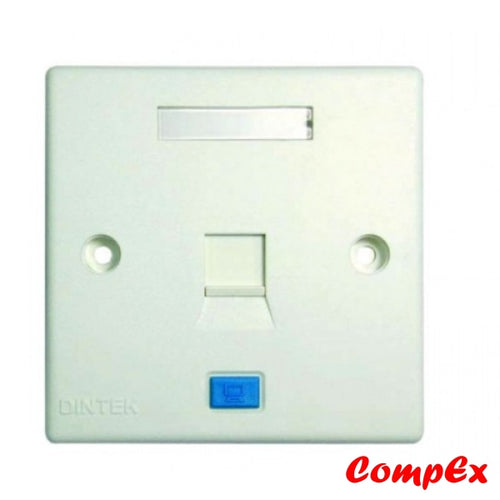 Dintek Rj45 Cat5E 1 Port Wallplate With Shutter Keystone Jack And Wall Box Wallbox