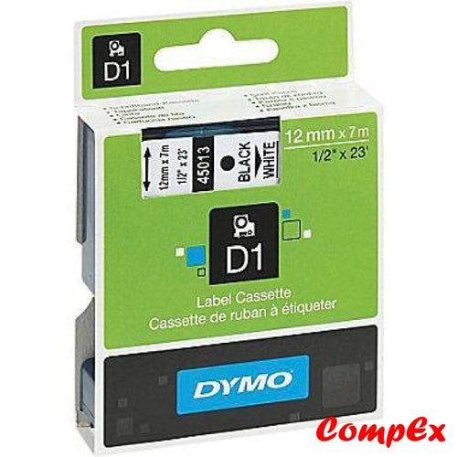 Dymo D1 Standard Labelling Tape 12Mm X 7M - Black On White Lables