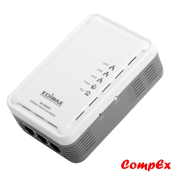 Edimax 200Mbps Powerline Ethernet Adapter With 3 Ports Hp-2002Es Range Extender