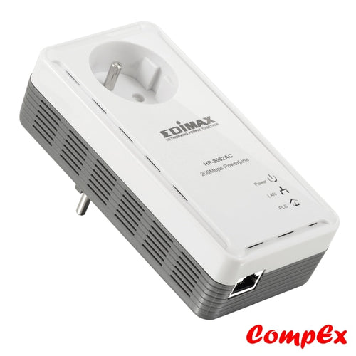 Edimax 200Mbps Powerline Ethernet Adapter With Integrated Power Socket Hp-2002Ac Range Extender