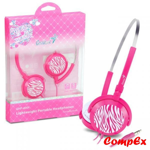 Genius Ghp-400F Foldable Lightweight 3.5Mm Headphones For Pc Ipod Mp3 - Pink