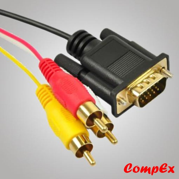 Haricom Vga To 3Rca Cable (Red Yellow White) 1.5 Meter Video