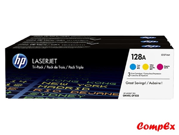 Hp 128A 3-Pack Cyan/magenta/yellow Original Laserjet Toner Cartridges (Cf371Am) Cartridge