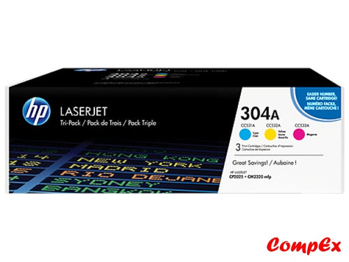 Hp 304A 3-Pack Cyan/magenta/yellow Original Laserjet Toner Cartridges (Cf340A) Cartridge