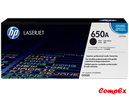 Hp 650A Black Original Laserjet Toner Cartridge (Ce270A)
