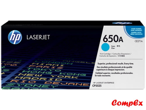 Hp 650A Cyan Original Laserjet Toner Cartridge (Ce271A)