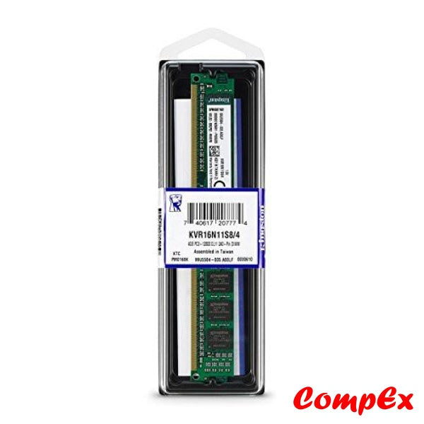 Kingston Value Ram 4Gb 1600Mhz Pc3-12800 Ddr3 Non-Ecc Cl11 Dimm Sr X8 Desktop Memory (Kvr16N11S8/4)