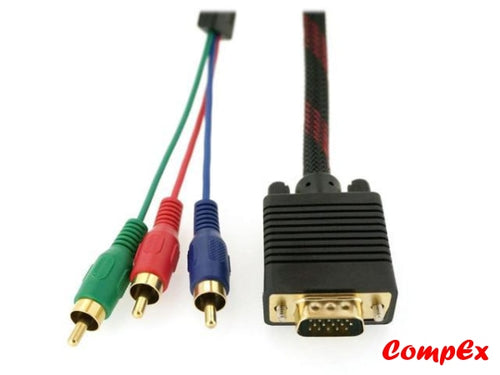 Vga To Component Rgb D-Sub 15-Pin 3 Phonos Rca Video Adapter Cable -1.5M(5)