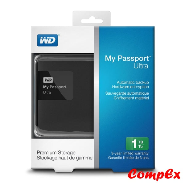 Western Digital Black My Passport Ultra Portable External Hard Drive 1Tb - Wdbgpu0010Bbk-Eesn Disk
