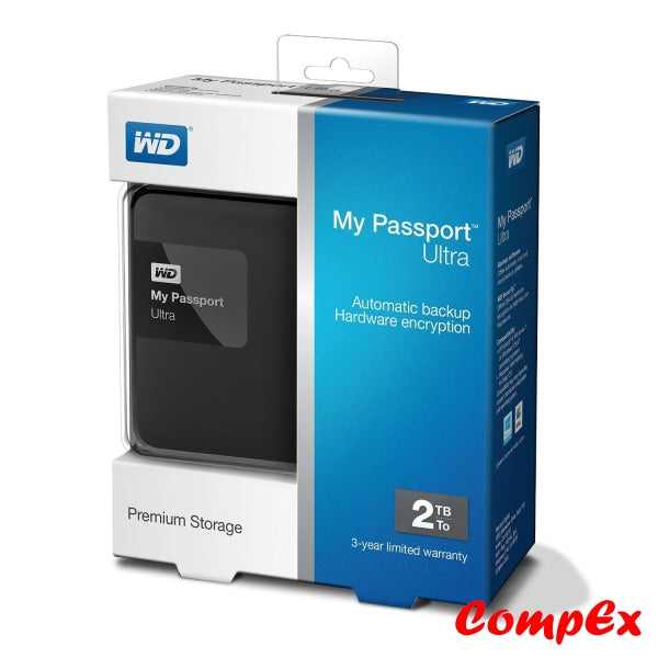 Western Digital Black My Passport Ultra Portable External Hard Drive 2 Tb - Wdbbkd0020Bbk-Eesn Disk